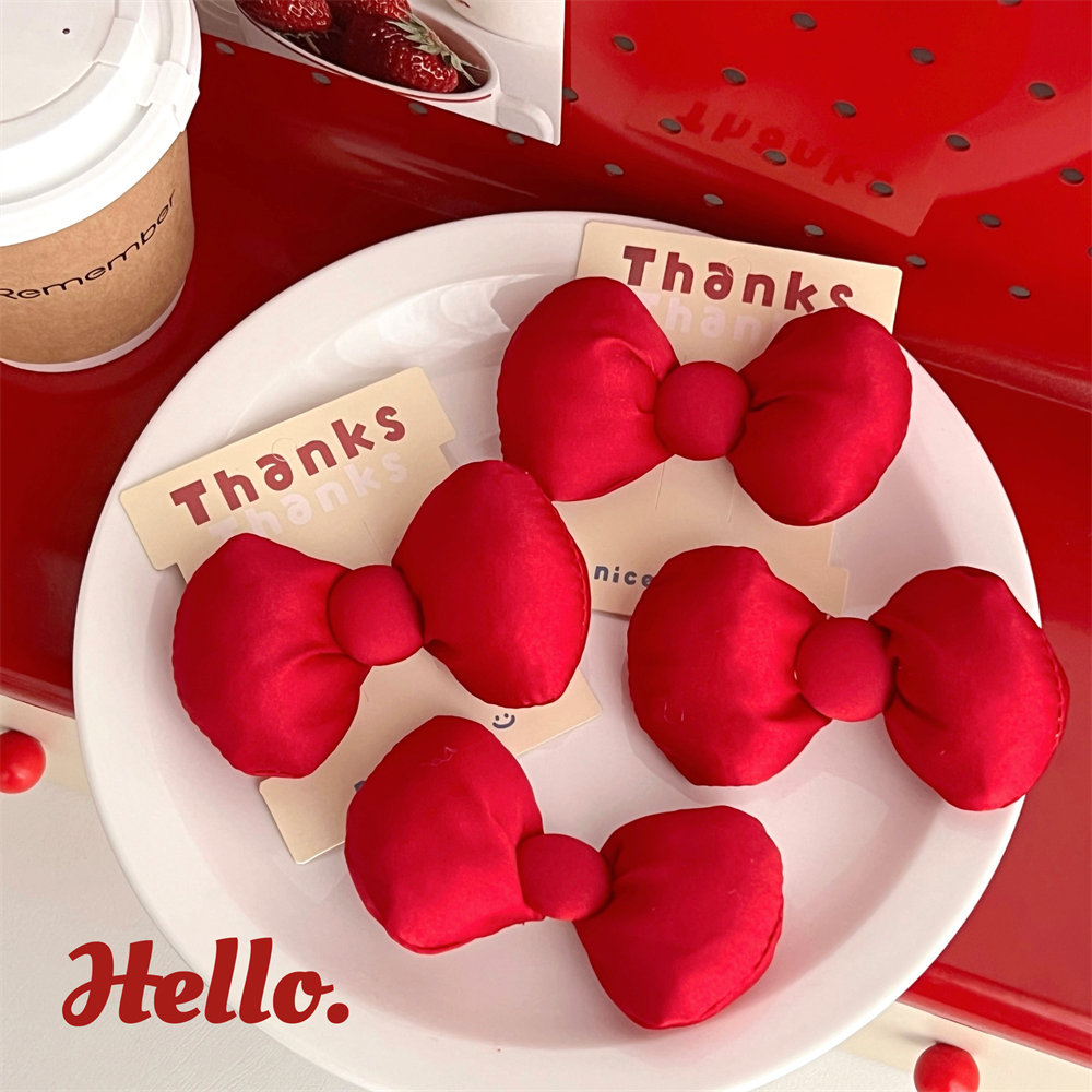 大号可爱KT红色充棉布艺蝴蝶结DIY发饰发夹发箍配件服装鞋袜辅料