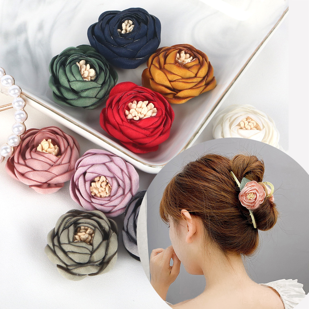 4.5米立体烤边花布艺烧边带芯山茶花苞服装辅玫瑰花朵DIY饰品配件