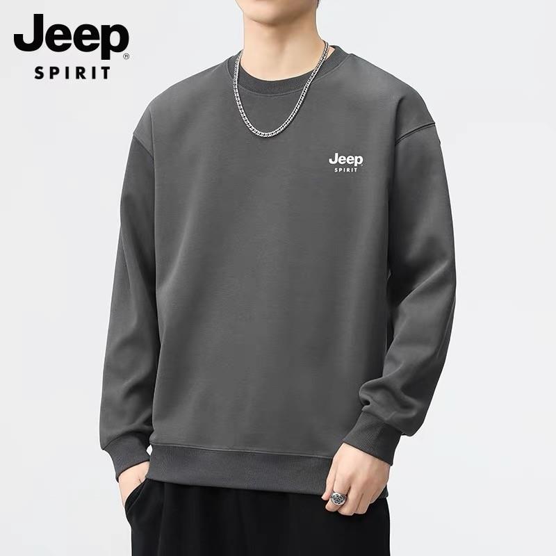 JEEP吉普纯棉圆领卫衣男潮牌男士上衣2025新款春秋季加绒男款外套