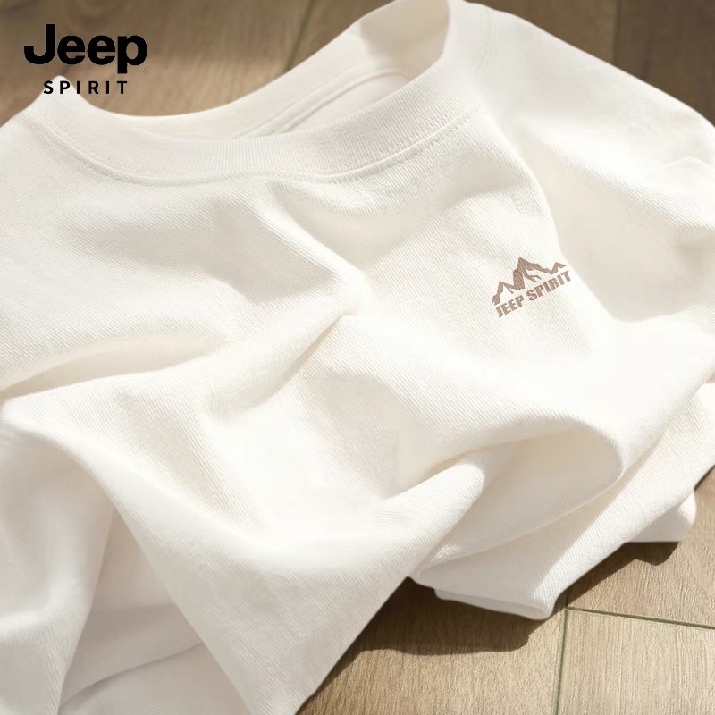 JEEP吉普T恤男纯棉2025新款夏季圆领上衣男款潮重磅简约男士短袖G