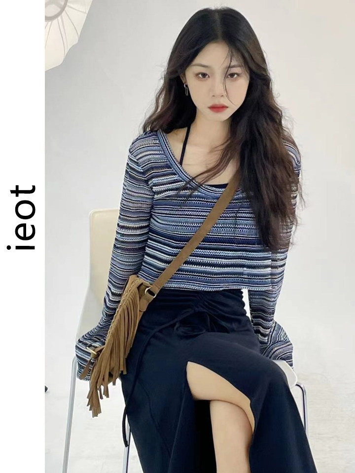 2022新款法式少女轻熟风设计感小众吊带两件套遮肚显瘦连衣裙女夏