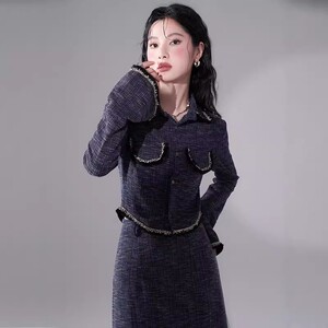 2024秋冬新款法式两件套设计感小众气质收腰显瘦长袖套装连衣裙女