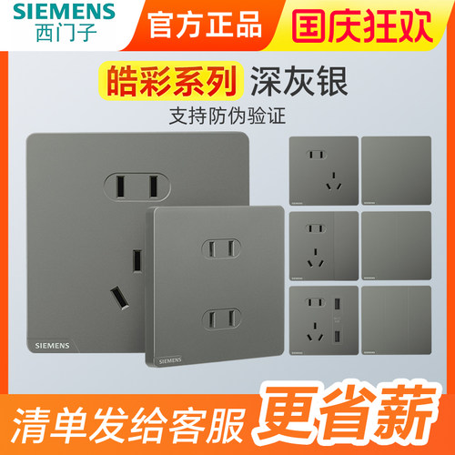 西门子皓彩深灰色10A86型开关