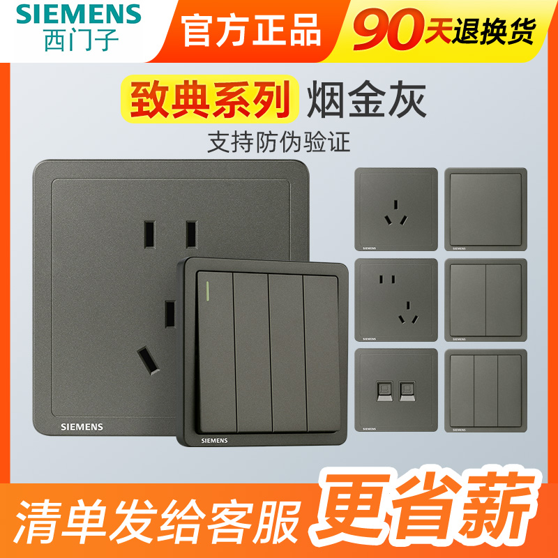 五孔SIEMENS/西门子烟金灰二三插