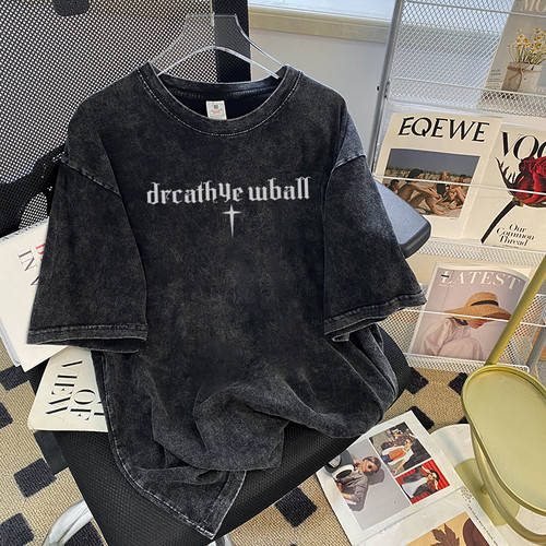 夏季街头字母纯棉体恤美式复古