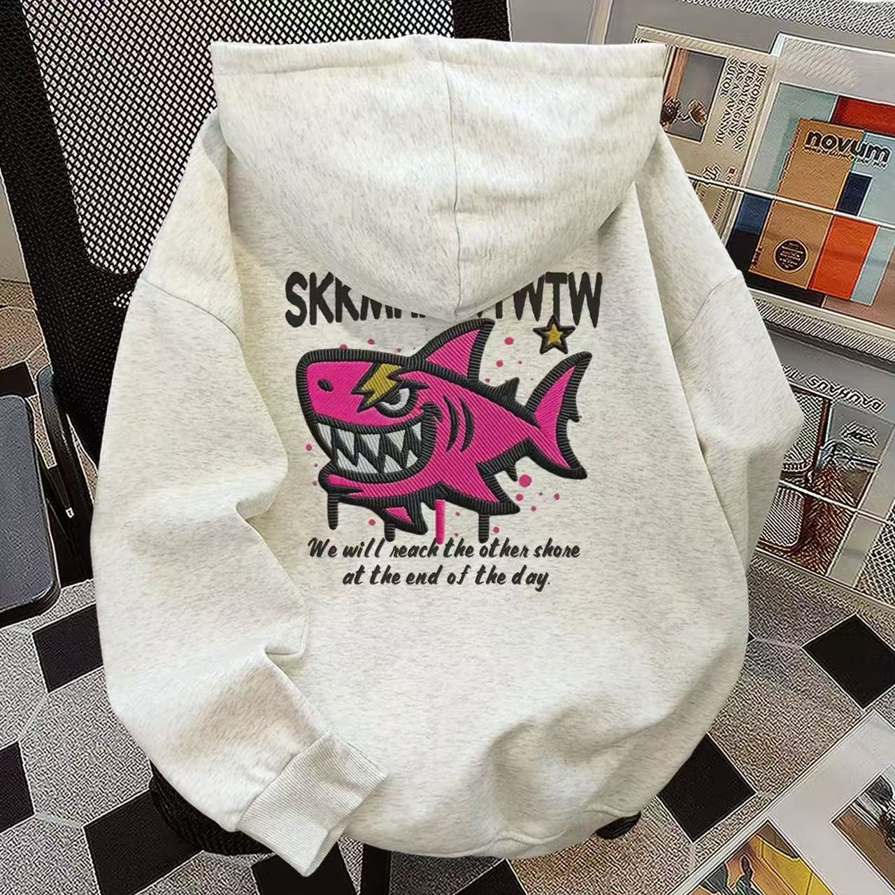 男女童美式炸街oversize宽松连帽卫衣秋冬中大儿童长袖上衣外套