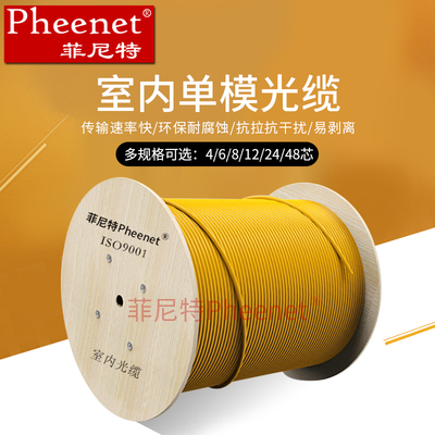 Pheenet菲尼特室内GJFJV-4B1单模万兆4/6/8/12/24/48芯长飞纤芯抗拉力环保材质光纤光缆