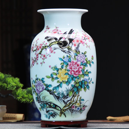 中式陶瓷花瓶摆件客厅插花装饰品博古架仿真花摆设景德镇瓷器正品