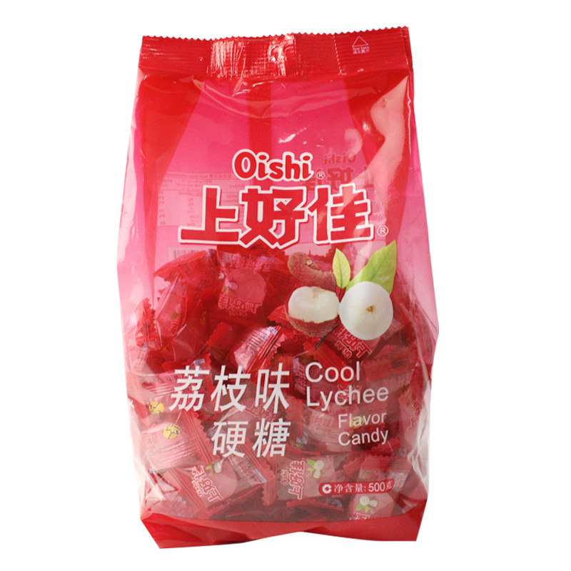 7-8月产上好佳水果硬糖500g大袋装荔枝味水果汁糖 结婚庆喜