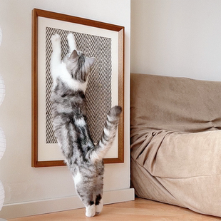 艺术画!剑麻猫抓板装饰实木框立式耐磨爪不掉屑防沙发贴挂墙可换