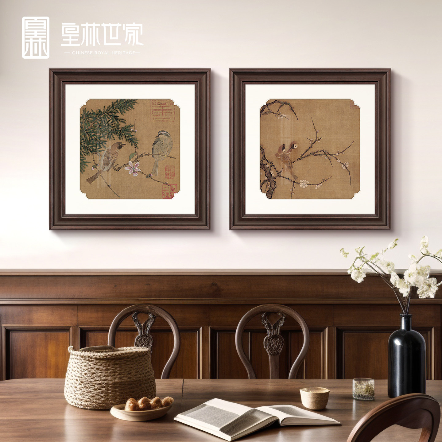 宋代美学花鸟斗方挂画 画客厅装饰画 画中国风方框画 画新中式覆