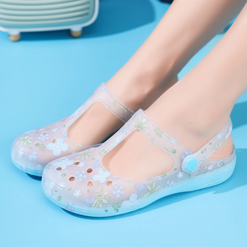 夏季新款外穿2025洞洞鞋凉鞋女款轻便防滑花园鞋包头护士鞋果冻鞋图片