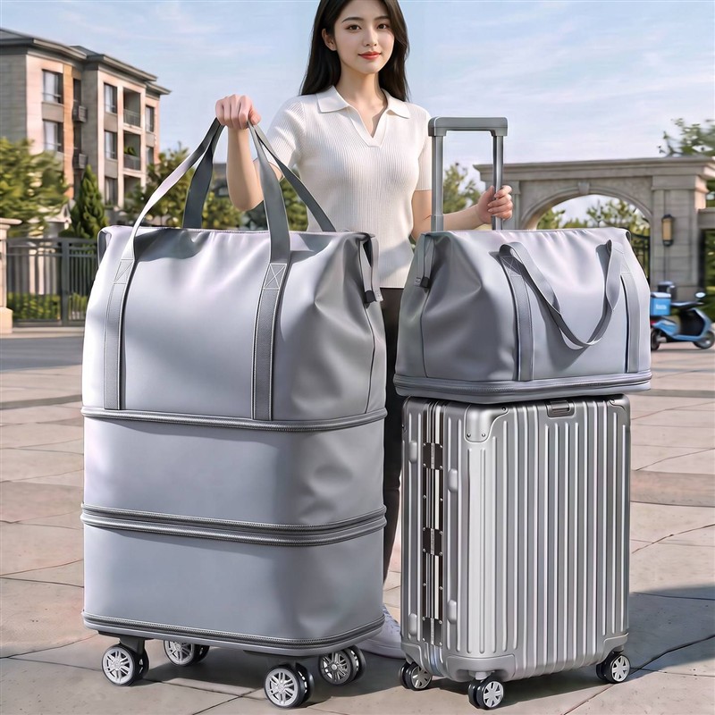 万向轮旅行包开学大容量带轮子行李袋轻便折叠收纳滑轮被子收纳袋