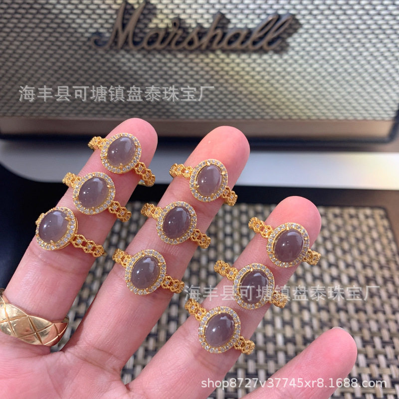 玉戒指女东海水晶玛瑙翡翠玉石指环碧玉猫眼宝石散珠子和田玉戒指