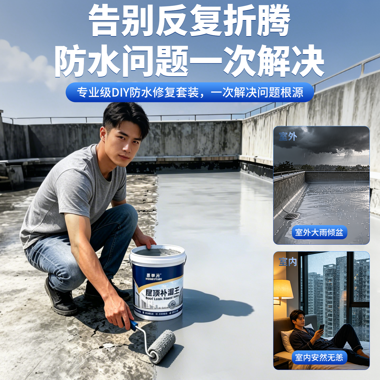 屋顶防水补漏材料房顶裂缝涂料