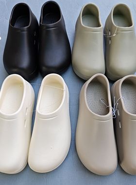 韩guo厨师鞋厚底增高 sho#open厨师鞋/穆勒鞋一脚蹬包头鞋踩屎感