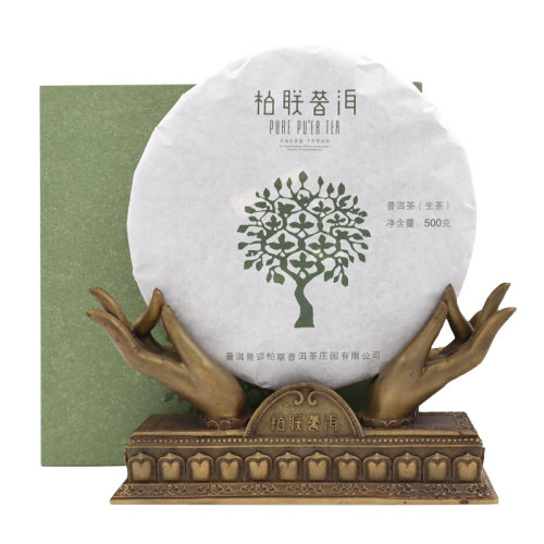 柏联普洱2018年 景迈香 普洱茶生茶饼茶生普 单抽拉 礼盒装500g