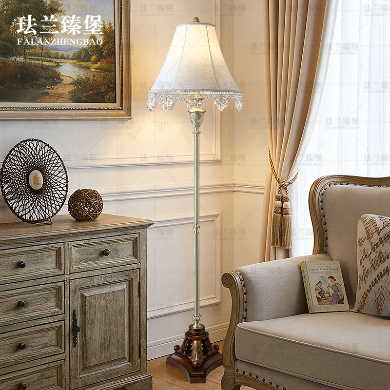 法式复古落地灯客厅卧室浪漫床头柜台灯包邮高级感绸布艺吊坠灯罩