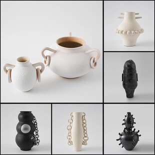 极简素雅现代艺术陶瓷花瓶装饰品摆件酒店样板间置物架花器摆设