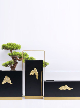 新中式实木胡桃木提盒摆件样板间书房酒店博古架创意储物收纳装饰