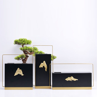 新中式 饰 实木胡桃木提盒摆件样板间书房酒店博古架创意储物收纳装