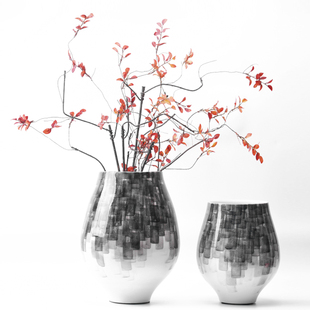 新中式 创意陶瓷花器摆件样板房售楼处客厅玄关博古架禅意花瓶软装