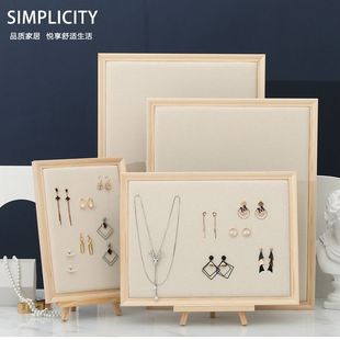 耳环摆摊地摊首饰展示架耳饰收纳实木相框挂墙项链吊坠耳钉板道具