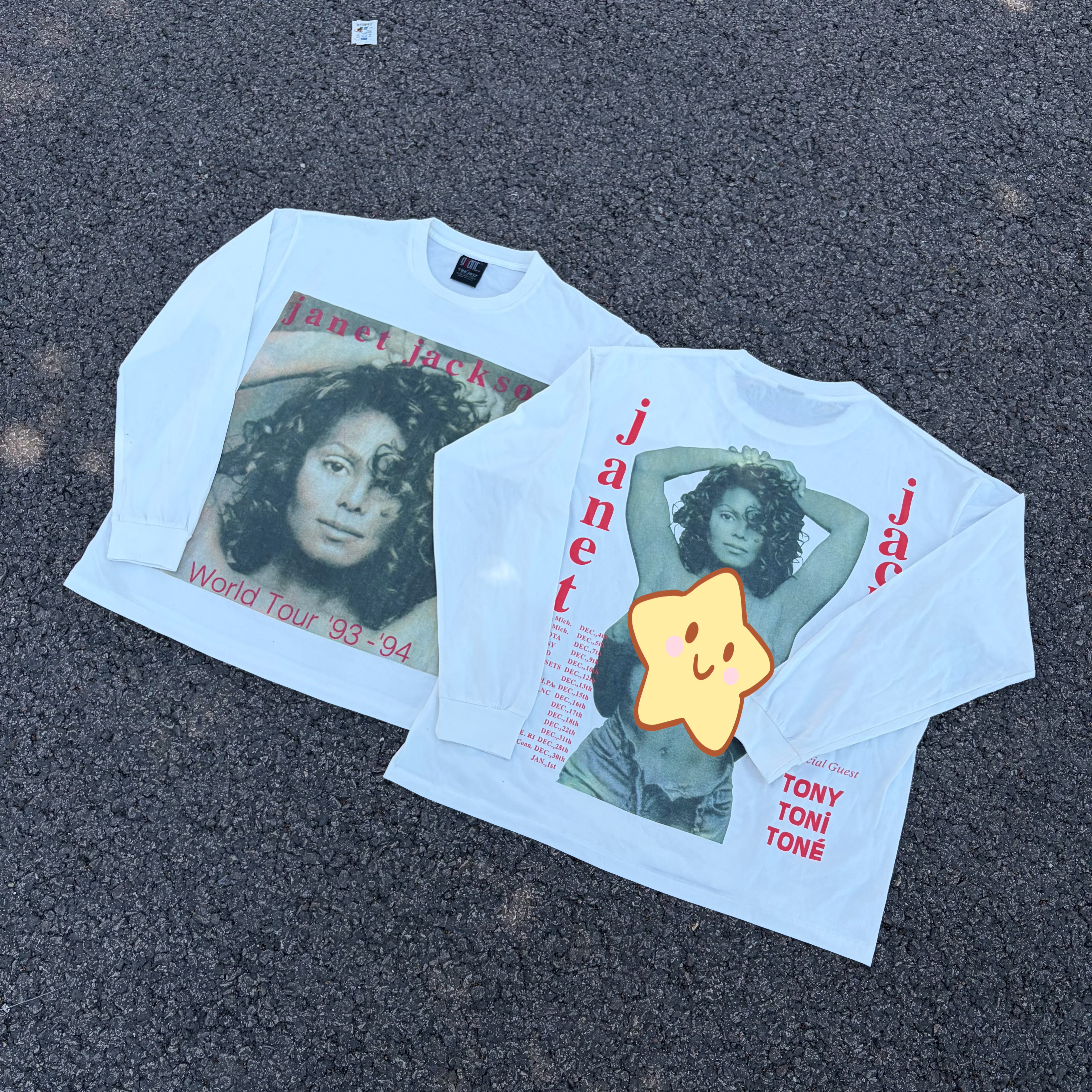 长袖款！现货不卡揽收Vtg长袖款珍妮性感情侣做旧水洗白偏黄偏大