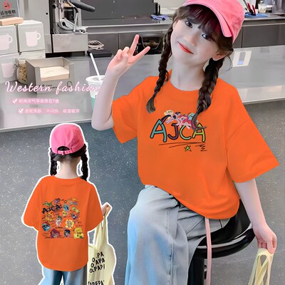 女童夏装短袖100%纯棉T恤夏季新款中大童宽松儿童半袖上衣