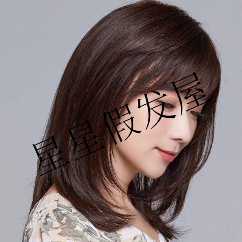 2021年长发直发,2021年直发发型 2021中长发直发中老年妈妈假发真发发套全头假发套时尚假发女逼真