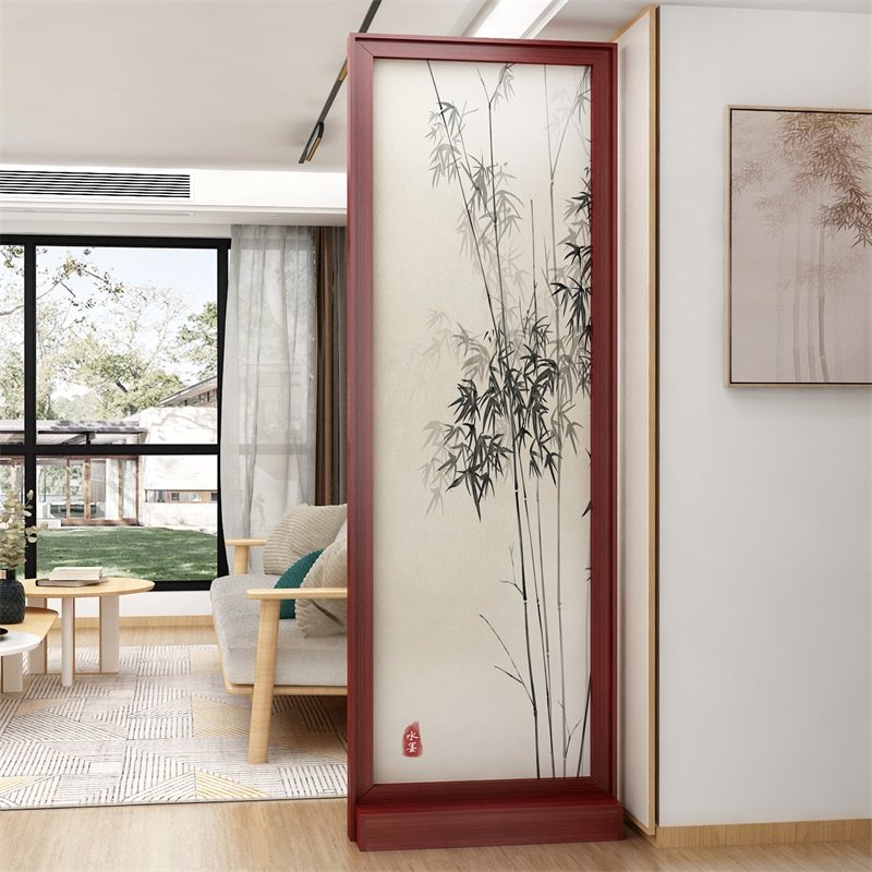 屏风隔断客厅进门客厅双面现代简约家用正对入户门乔其纱画软玄关