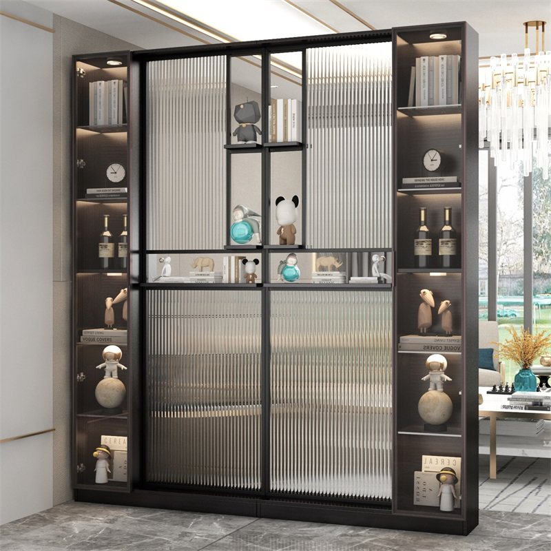 屏风隔断客厅进门遮挡入户正对门长虹玻璃隔断可移动简约铁艺玄关