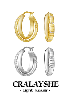 自由搭配蛇骨小耳扣百搭素圈耳环简约耳钉设计耳圈银耳饰女秋冬