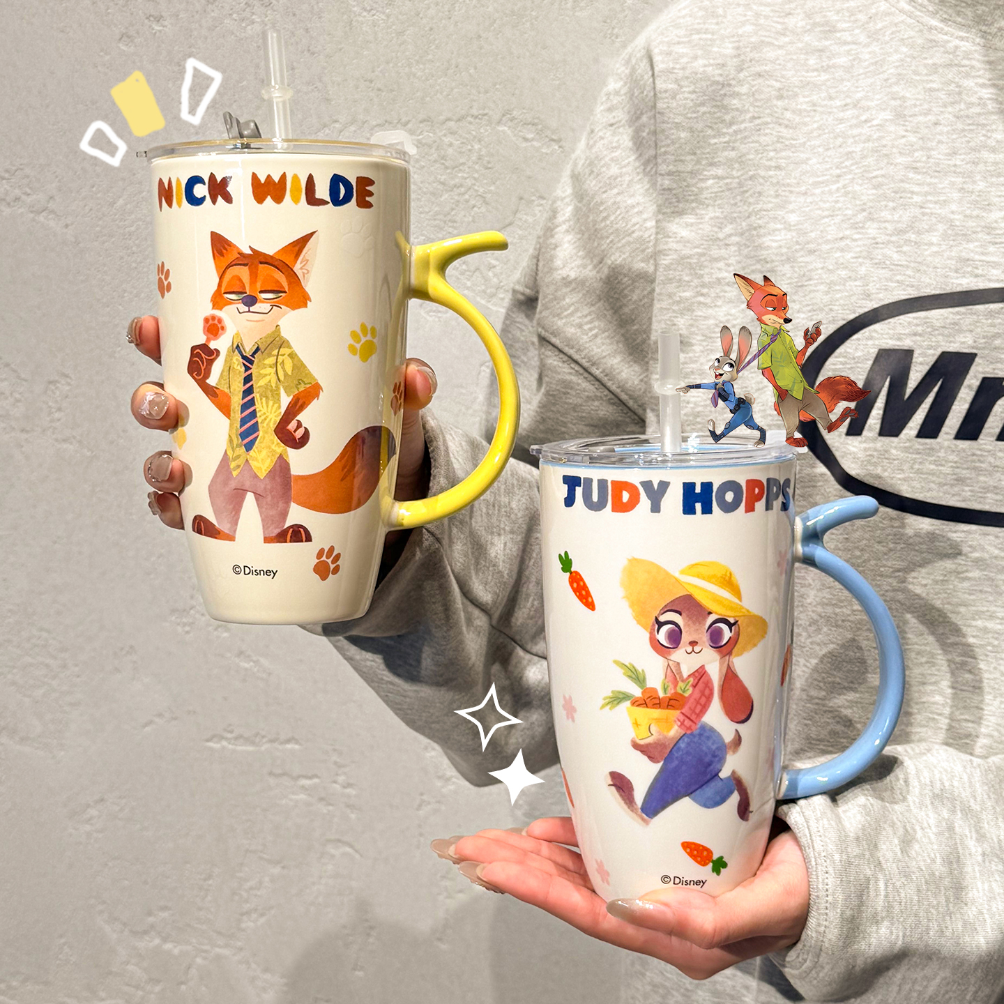 疯狂动物城联名陶瓷冰霸杯吸管杯