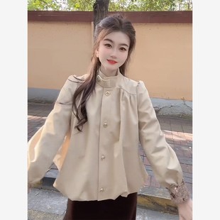 2025款巨好看韩里韩气的卡其色短款外套女款秋高级感chic别致上衣