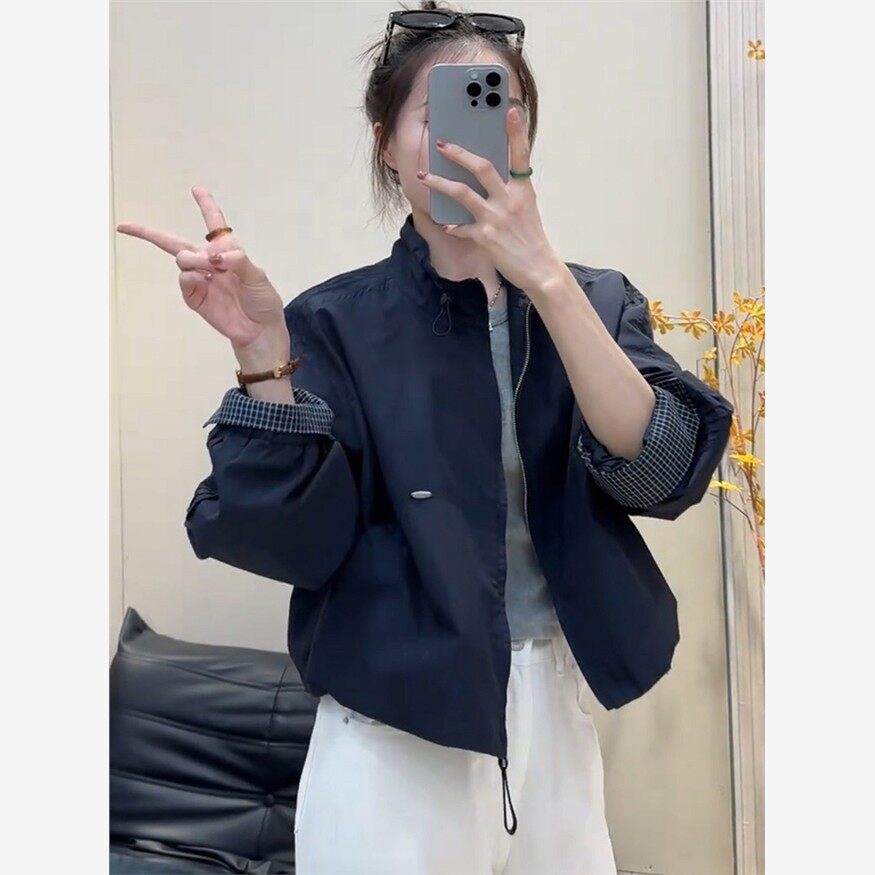 韩系外套女款秋2025新款立领冲锋衣休闲夹克小个子棒球服短款风衣