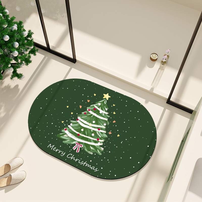 浴室地垫吸水卫生间脚垫防滑硅藻泥圣诞节地毯家用厕所洗手间门垫