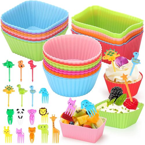 Kids Lunch Bento Box Accessories with Silicone Cupcake Liner