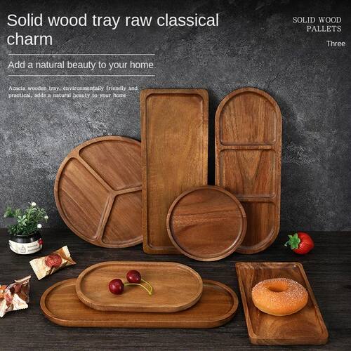 Japanese solid wood fruit plate factory wholesale wooden tra