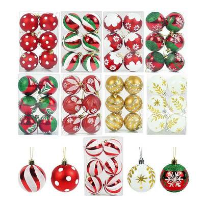 6/12/24Pcs Red Golden Christmas Balls Xmas Tree Hanging orna