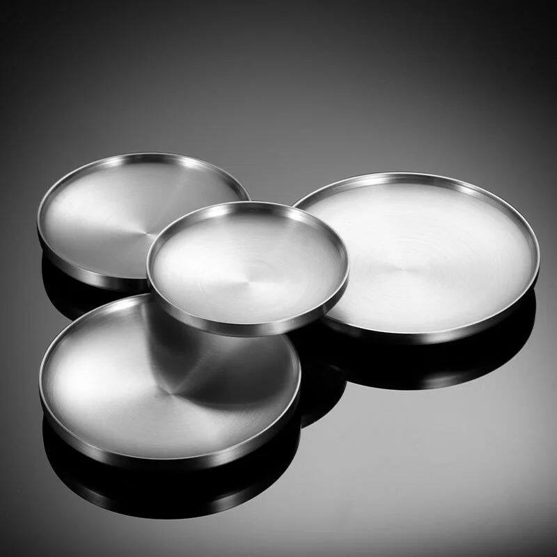 Thick Stainless Steel Round Dinner Plate Western Dessert Dis