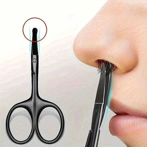 1PC Silver Mirror Light Black Round Head Safety Nose Hair Sc