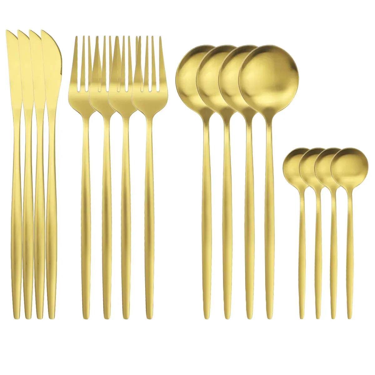 16Pcs stainless steel cutlery set cutlery set mirror polishe