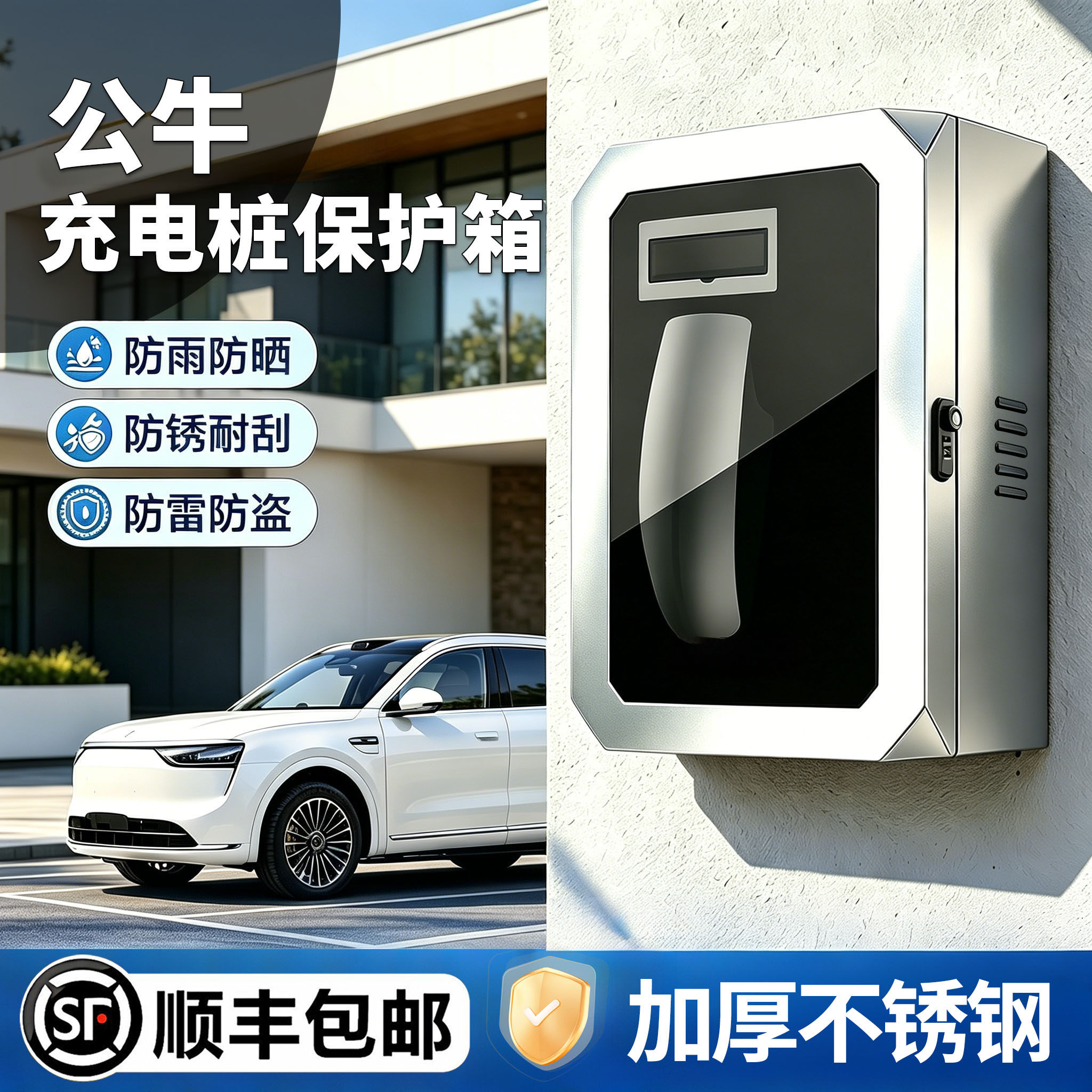 适用公牛充电桩保护箱加厚不锈钢图片