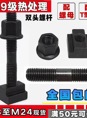 10.9级双头螺丝螺杆螺母T型块双头螺栓丝杆压板螺丝M12M16M20M24