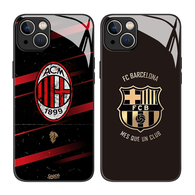 适用足球队徽手机壳液态玻璃