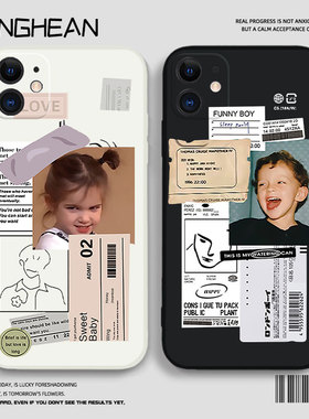 适用苹果13手机壳情侣14液态15硅胶iPhone11promax男孩mini女孩i13pro搞笑xr趣味创意xs欧美7网红8plus搞怪女