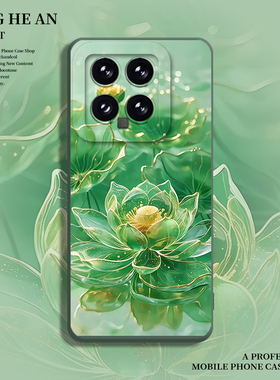 翡翠荷花适用小米14ultra手机壳13红米k80至尊版17莲花15s绿色k70k60k50k40s国风12pro妈妈11/note/17/turbo4