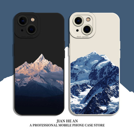 冰雪山脉适用苹果15promax手机壳iPhone17风景air简约16液态硅胶14新款13mini高级感12套11/xs/xr/x/8plus/7p