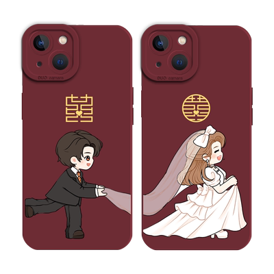 适用苹果结婚手机壳牵婚纱